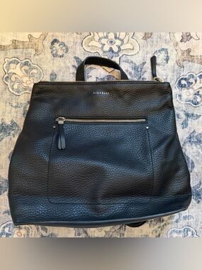 Fiorelli Black Pebbled Leather Convertible Backpack Tote